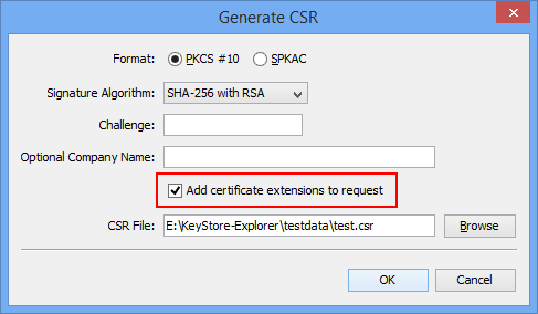 create wildcard csr with keystore explorer