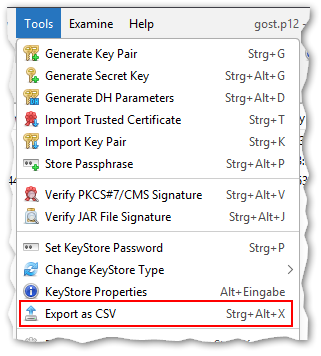 screenshot of CSV export