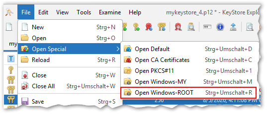 screenshot of Windows Root Certificate Store