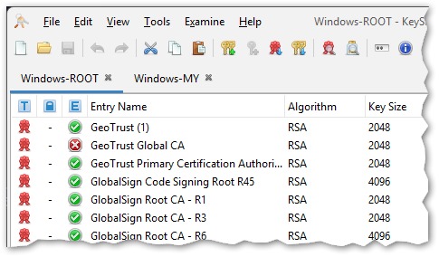 screenshot of opening Windows Root Certificate Store