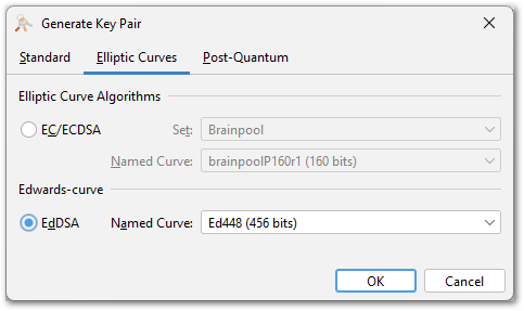 screenshot of new key pair generation dialog